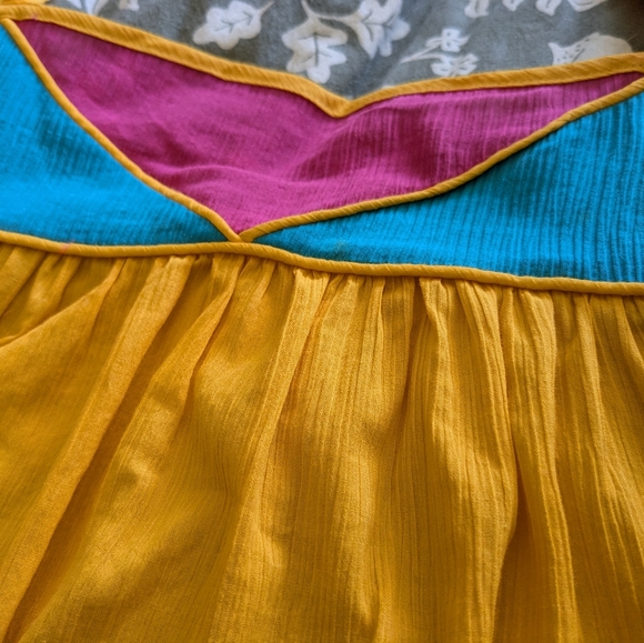 💛💙 Vintage Karen Kain 100% Cotton Flowy Pull Over Dress w/ Pockets, S (M) - Picture 7 of 9